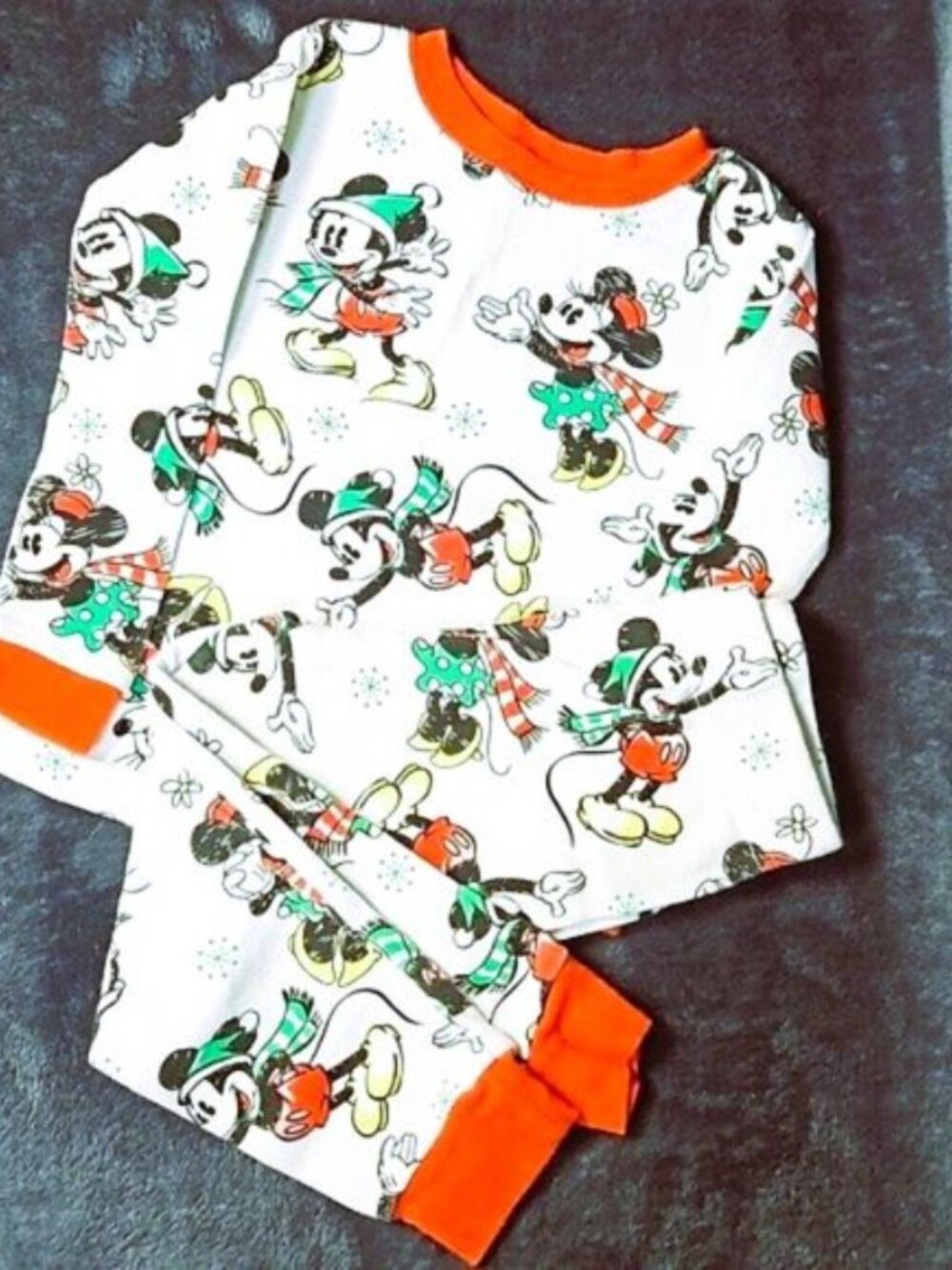 Disney Mickey Minnie Mouse 3T Christmas Holiday Pajamas 2pc Set Multi-color T11